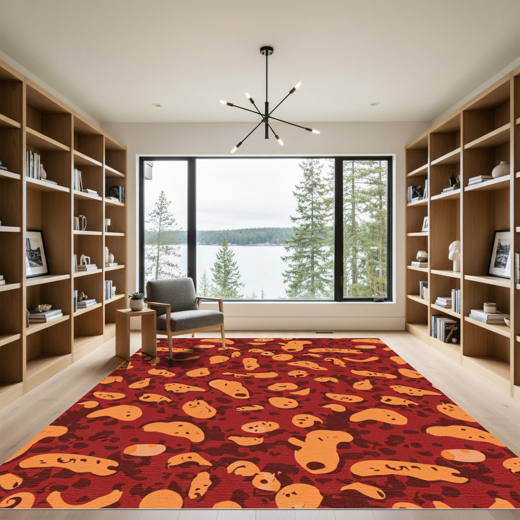 Rusty Orange Abstract Amoeba Rug
