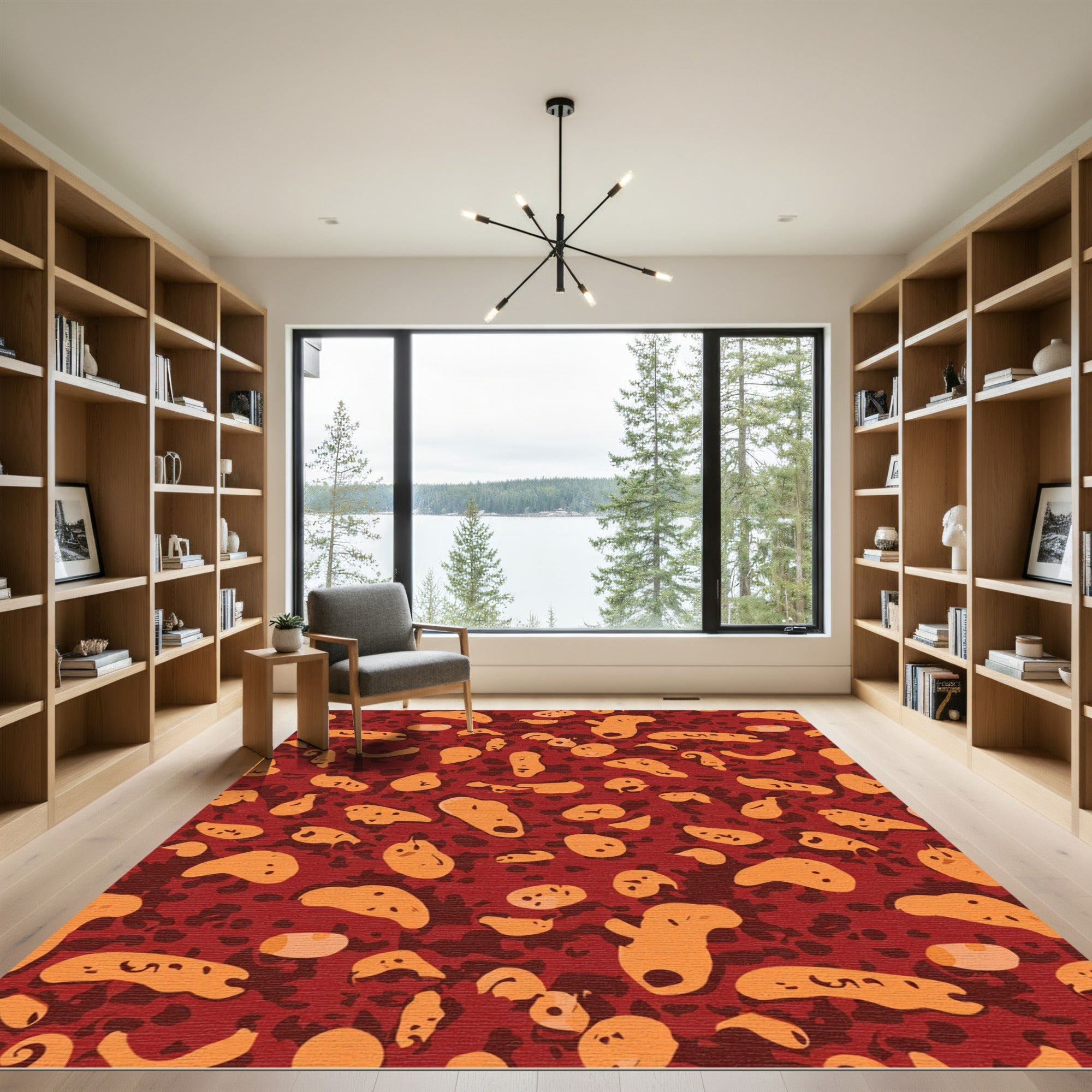 Rusty Orange Abstract Amoeba Rug