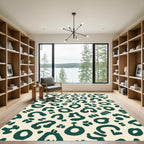 Deep Teal Leopard Spot Organic Rug