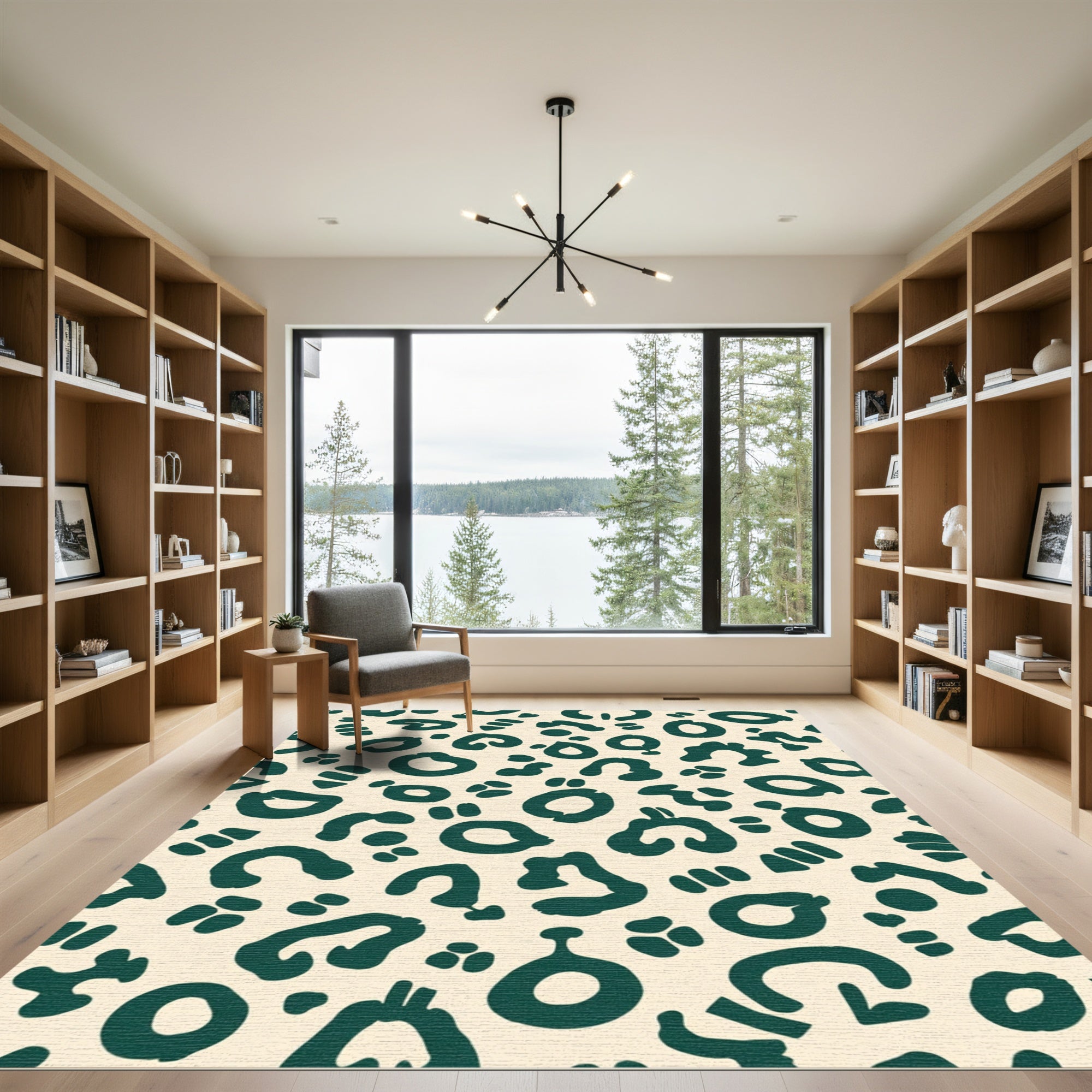 Deep Teal Leopard Spot Organic Rug
