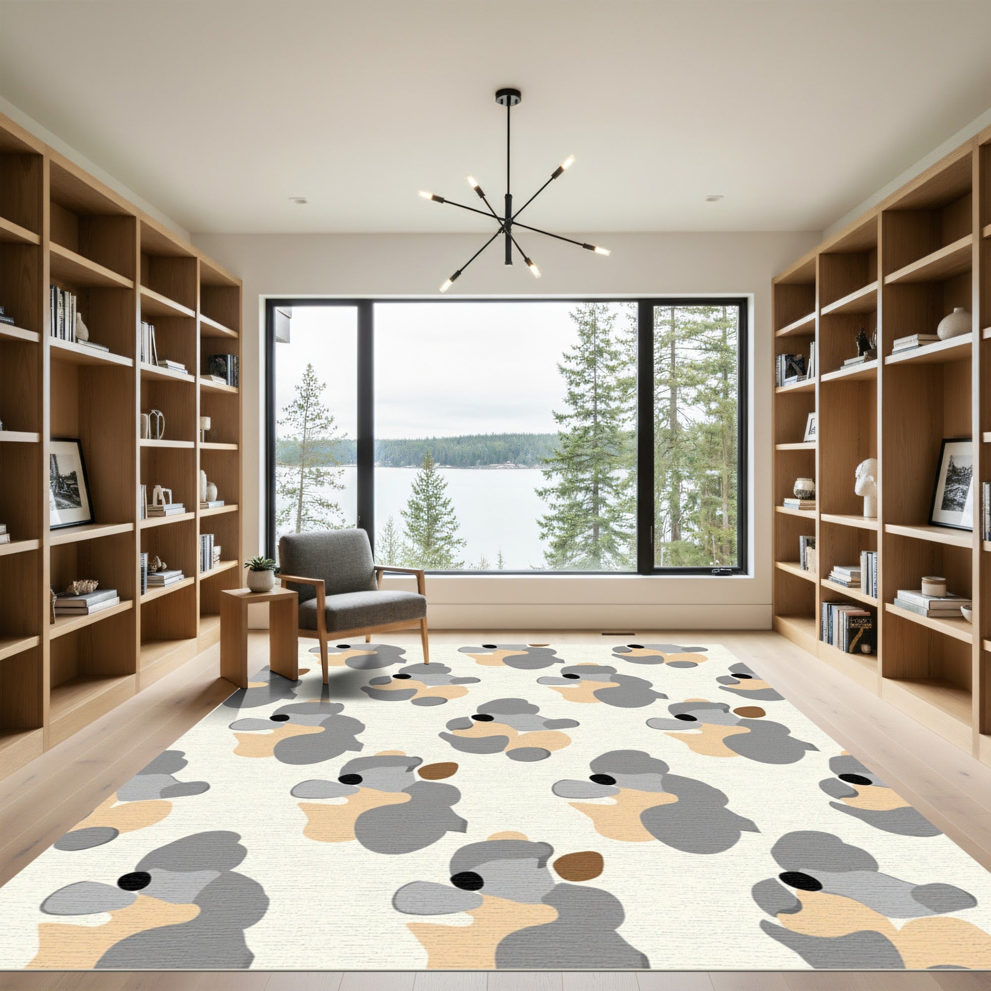 Gray Tan Abstract Animal All Over Rug