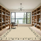 Black Abstract Dot Border Rug