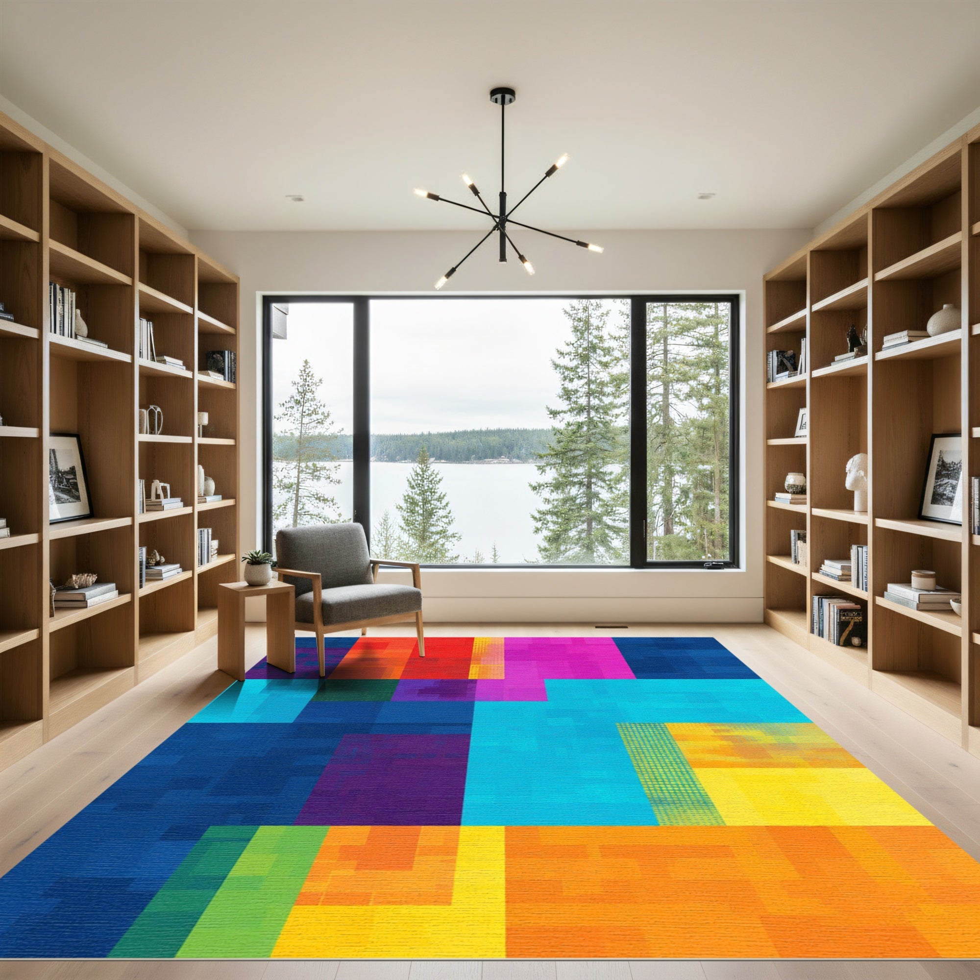 Vibrant Geometric Color Block Rectangles Rug