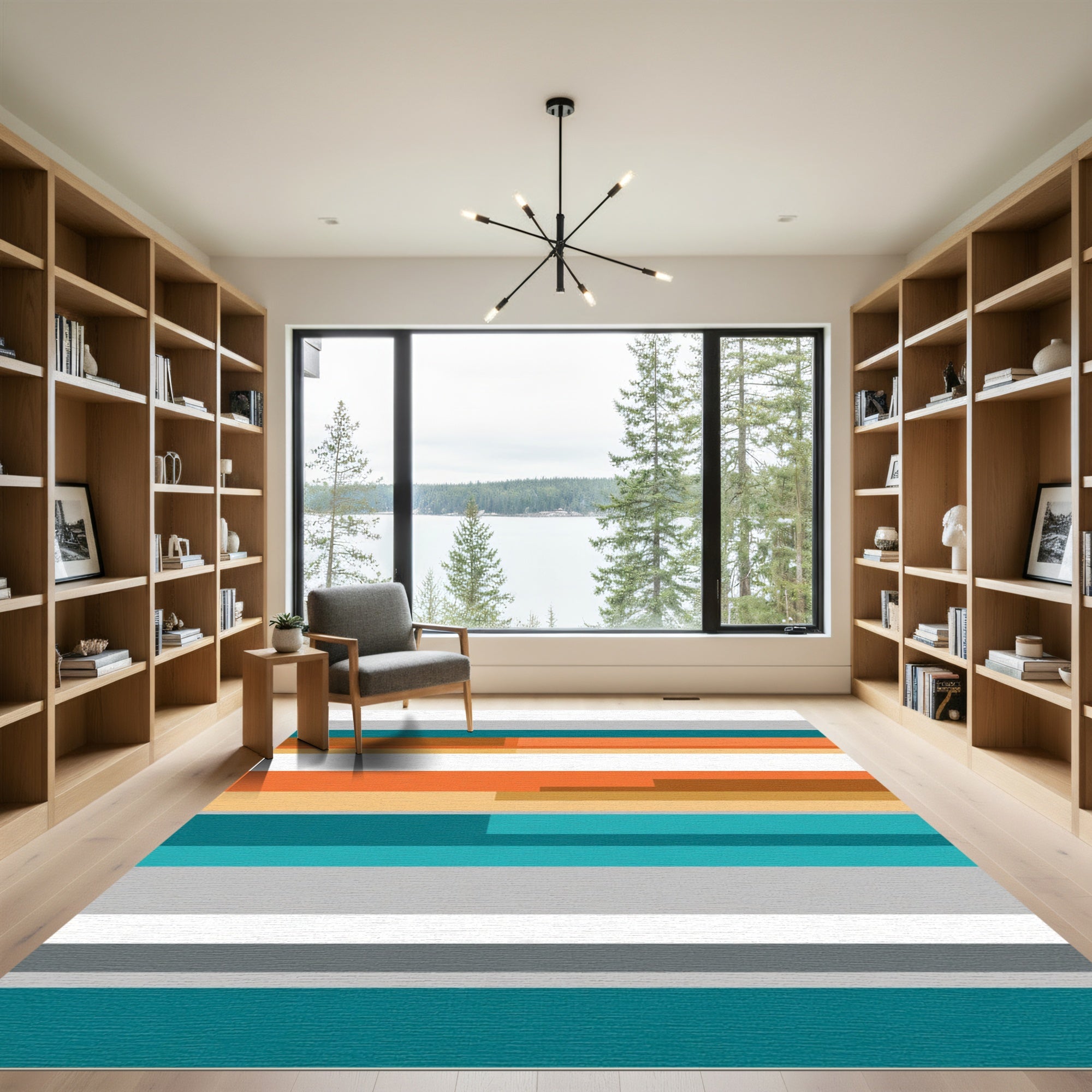 Modern Geometric Stripe Color Block Rug