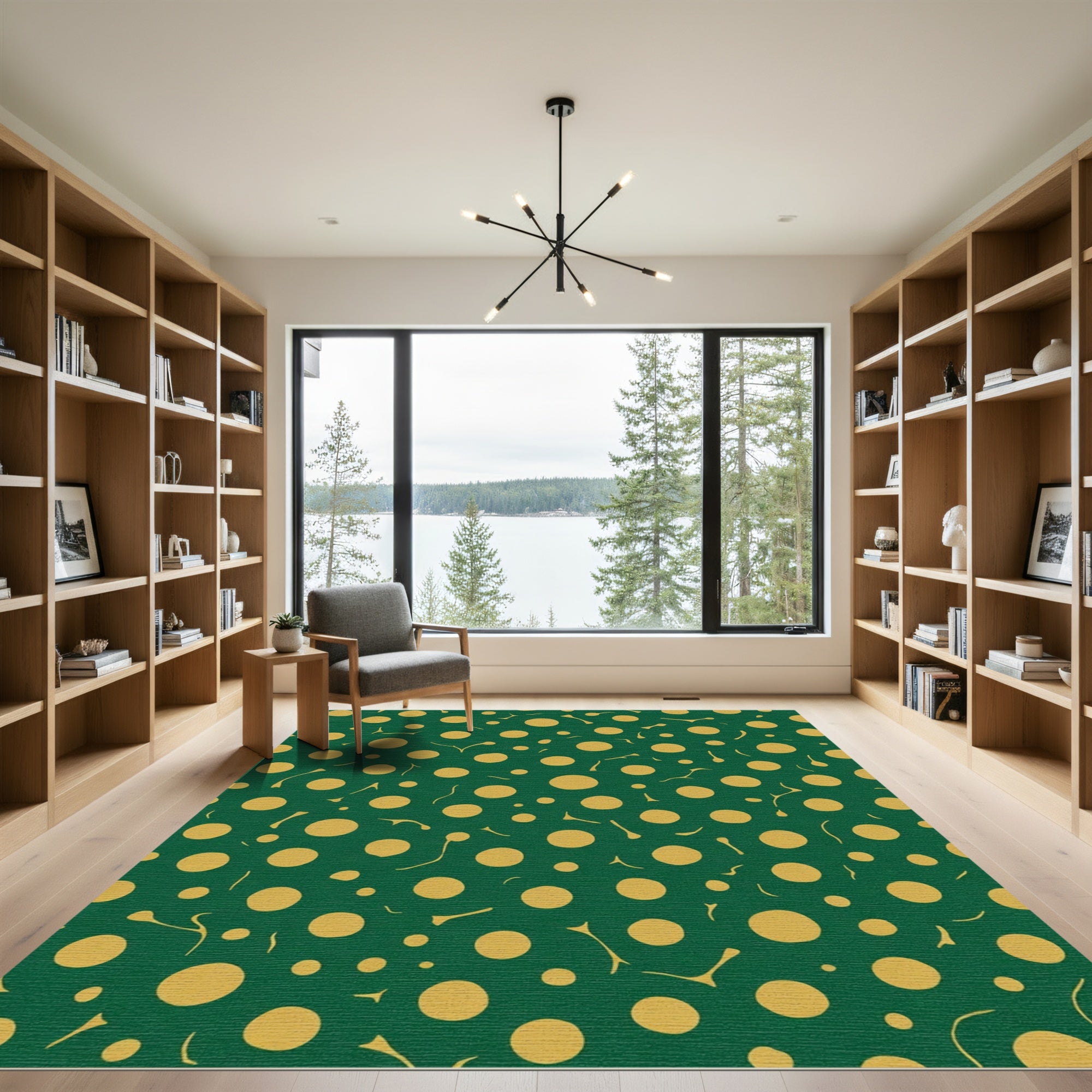 Emerald Yellow Polka Dot Scatter Rug