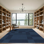 Deep Blue Geometric Overlay Rug