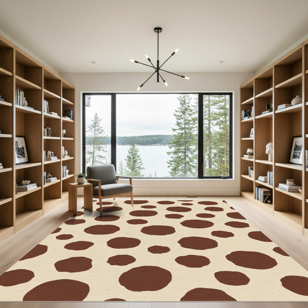 Brown Beige Scattered Circles Rug