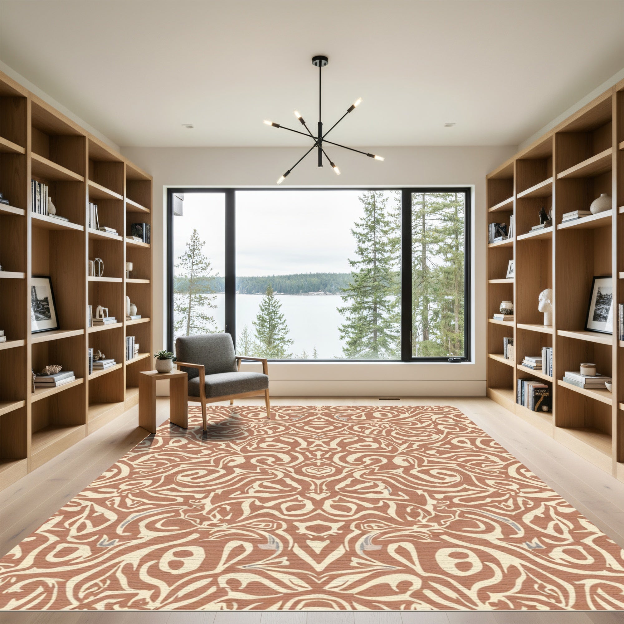 Earthy Tones Symmetrical Swirl Medallion Rug