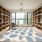 Blue Tan Abstract Organic Shapes Rug