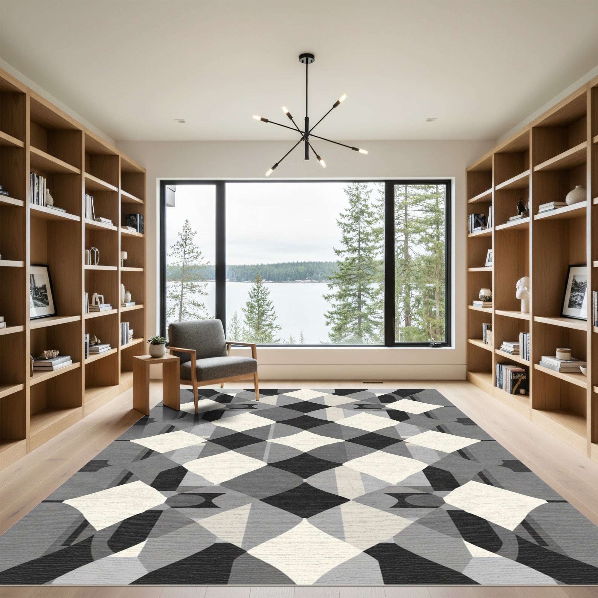 Monochromatic Geometric Diamond Arrangement Rug