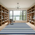 Navy Cream Horizontal Stripe Accent Rug