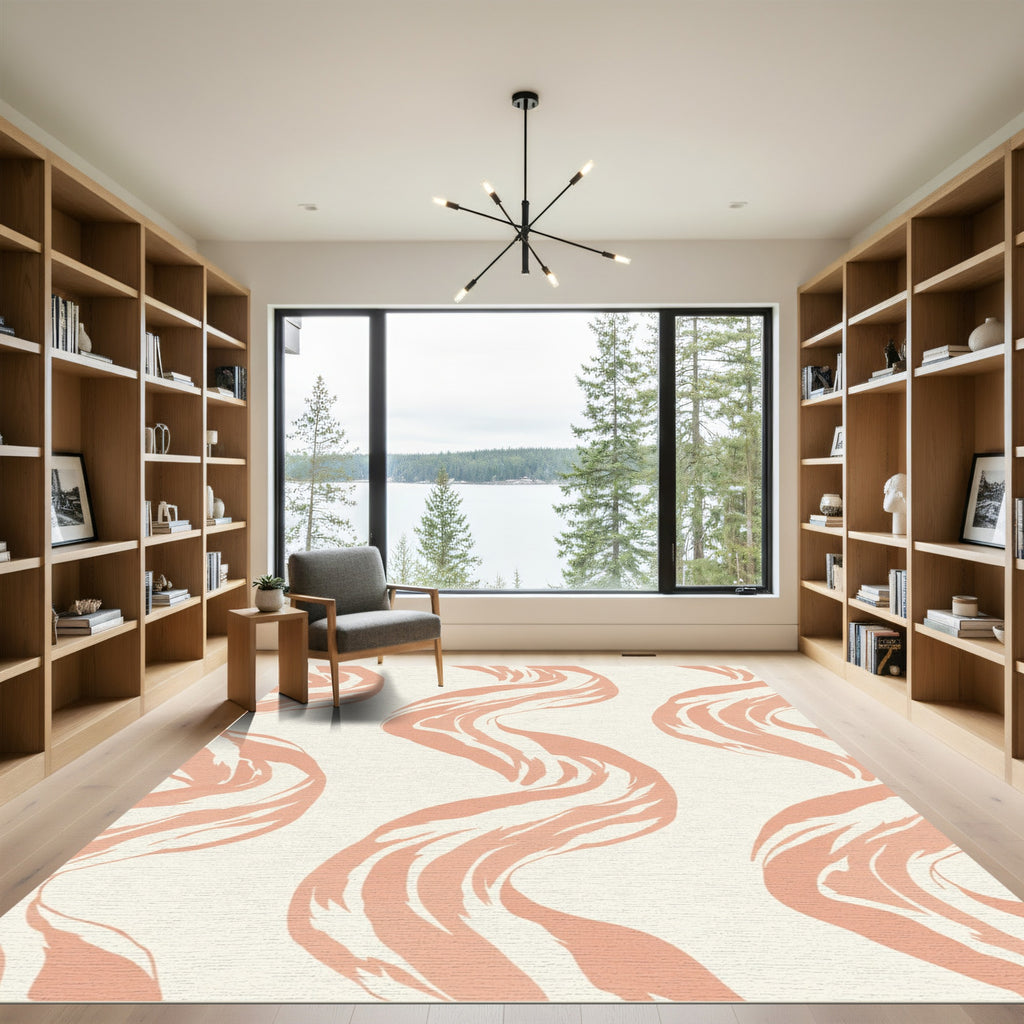 Coral Wave Brushstroke Rug