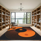 Orange Black Concentric Circles Swirl Rug