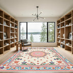 Pink Ochre Blooming Garden Frame Rug