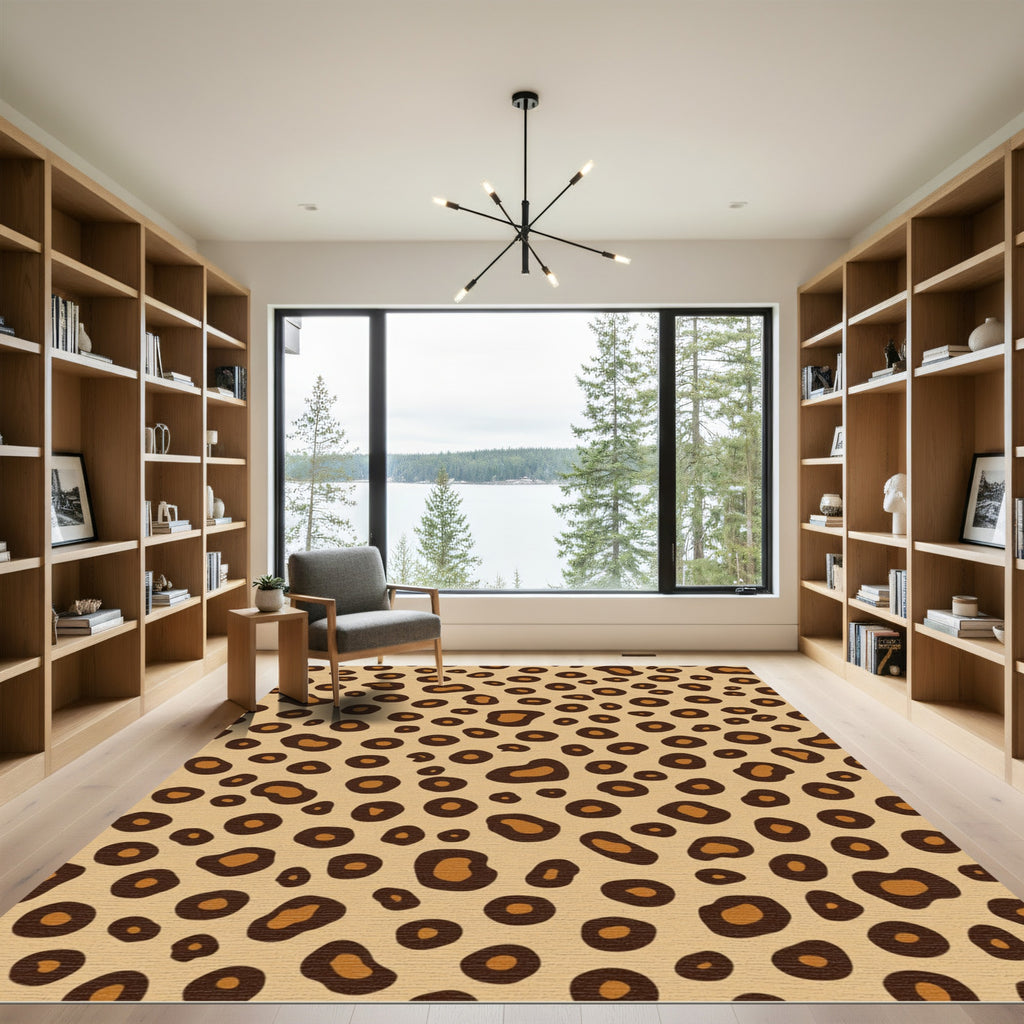 Neutral Tan Leopard Spot Rug