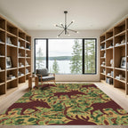 Burgundy Moose Camouflage Forest Repeat Rug