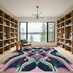 Whimsical Pink Teal Abstract Symmetry Rug