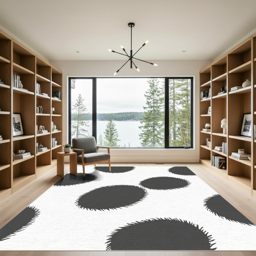 Dark Gray Organic Oval Spot Rug