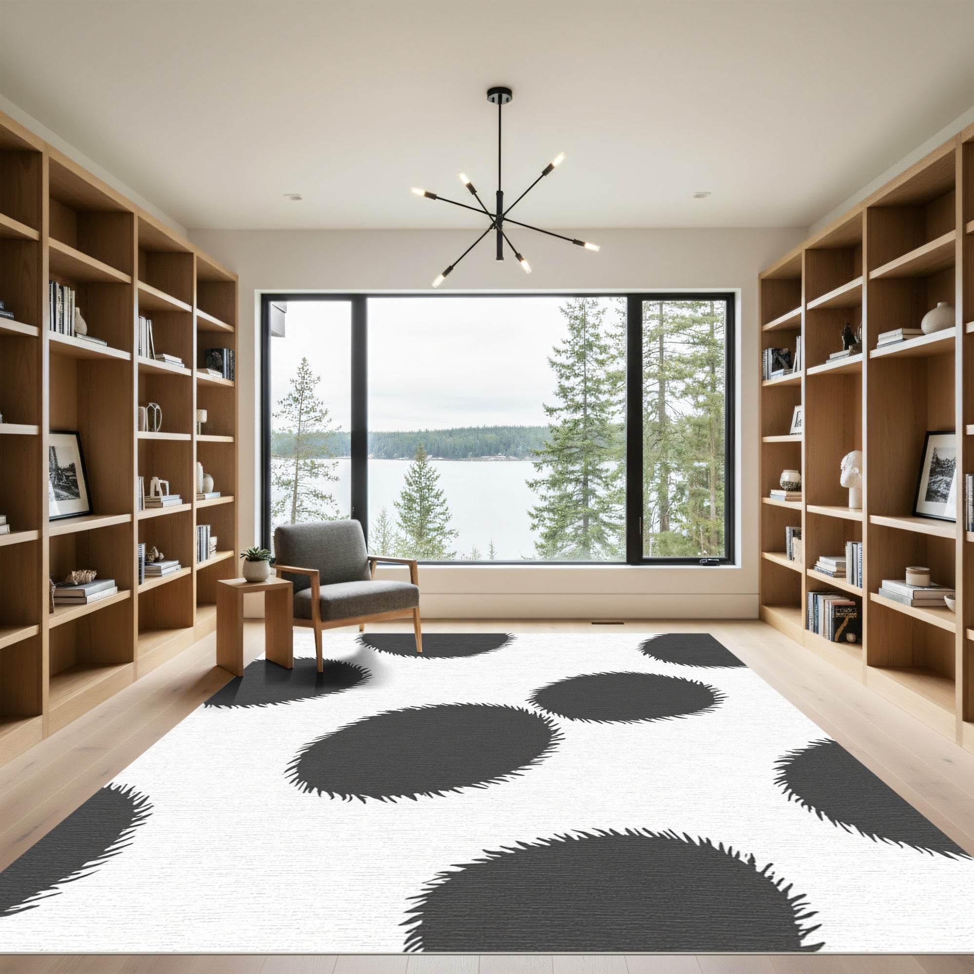 Dark Gray Organic Oval Spot Rug