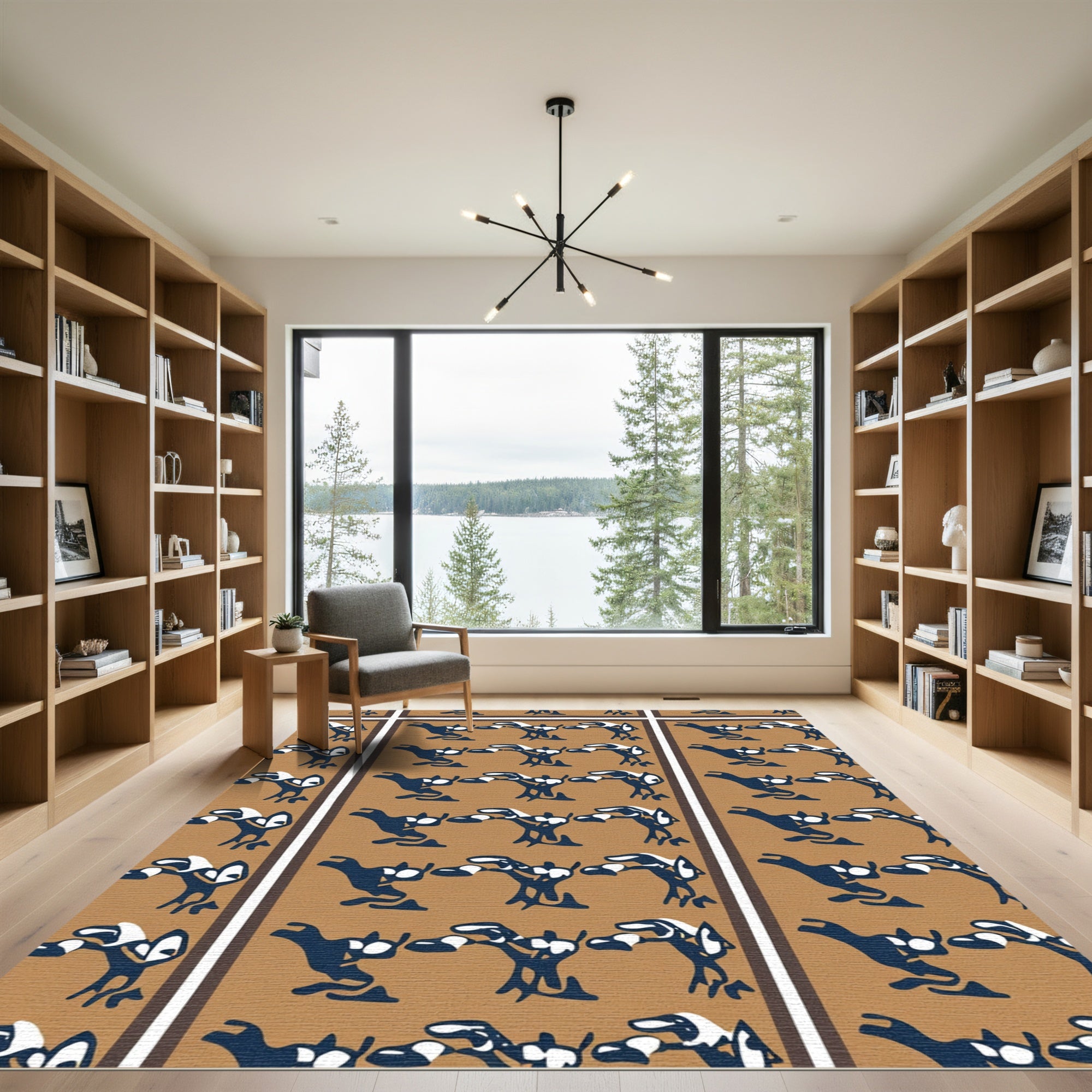 Brown Indigo Bird Animal Repeating Rug