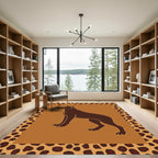 Brown Canine Silhouette Leopard Border Rug
