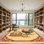 Rooster Eggs Basket Farmhouse Rustic Rug