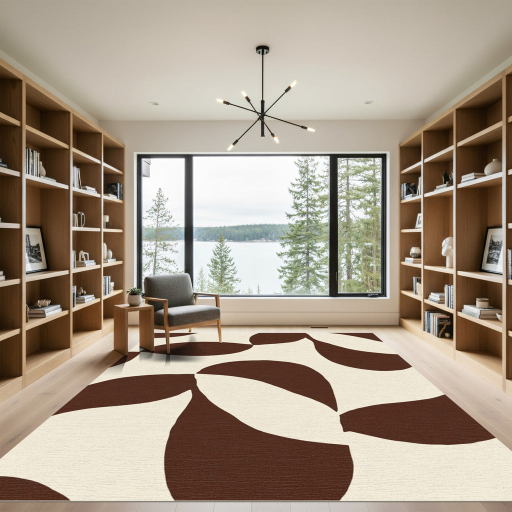 Abstract Brown Organic Shapes Rug