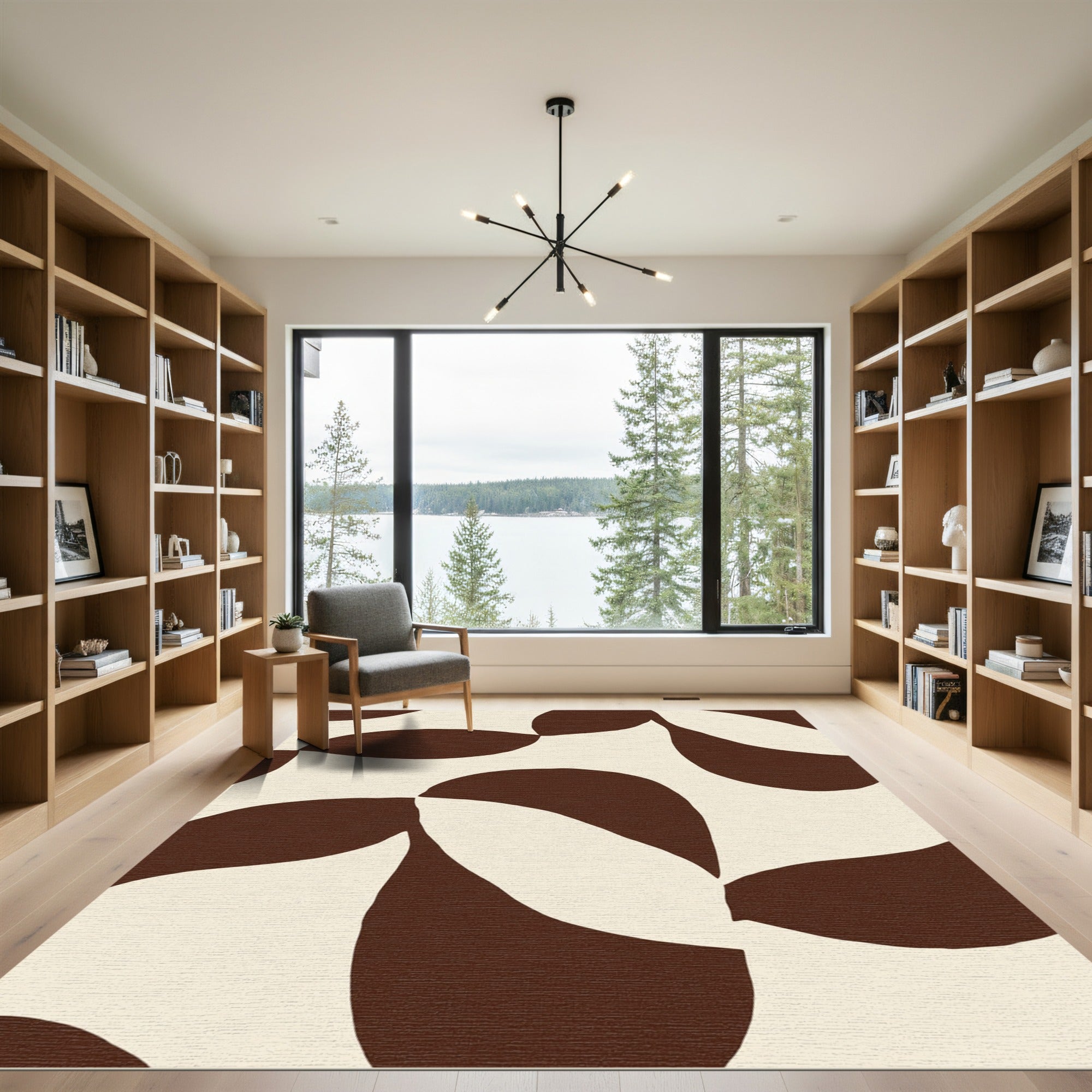Abstract Brown Organic Shapes Rug