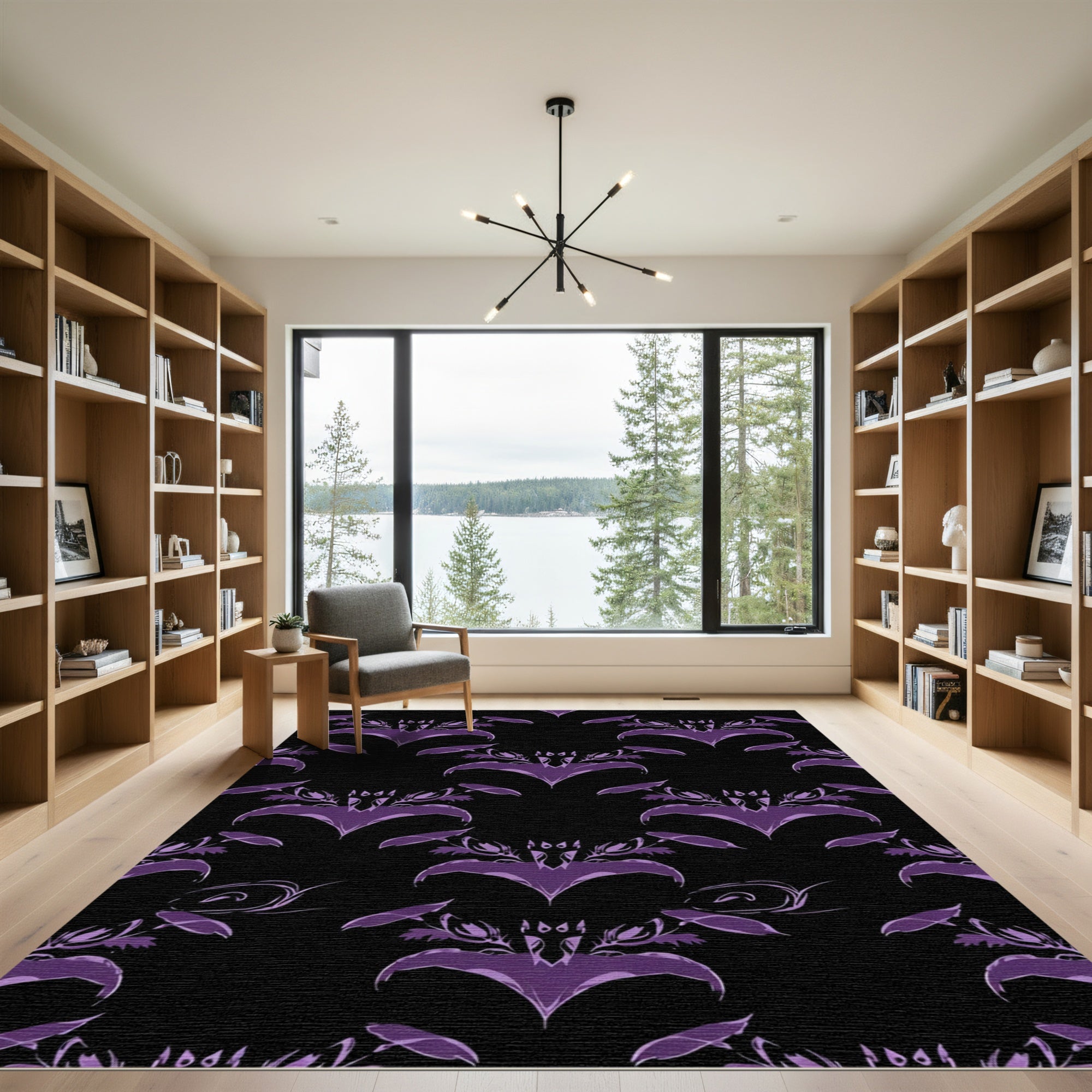 Amethyst Floral Symmetry Pattern Rug