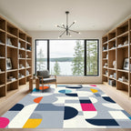 Mid Century Modern Geometric Abstract Shapes Rug