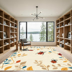 Red Ladybugs In Autumn Foliage Border Rug