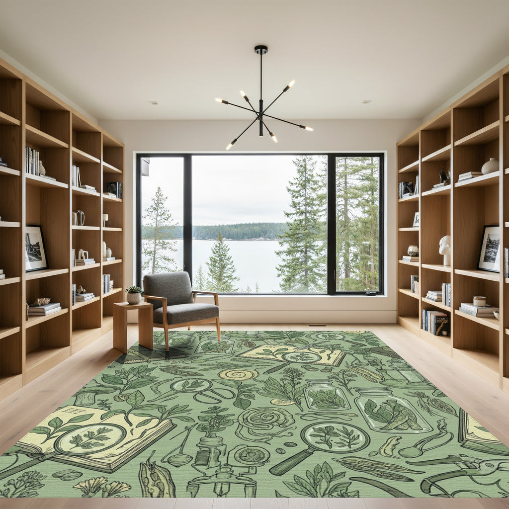 Botanical Field Study Illustration Rug