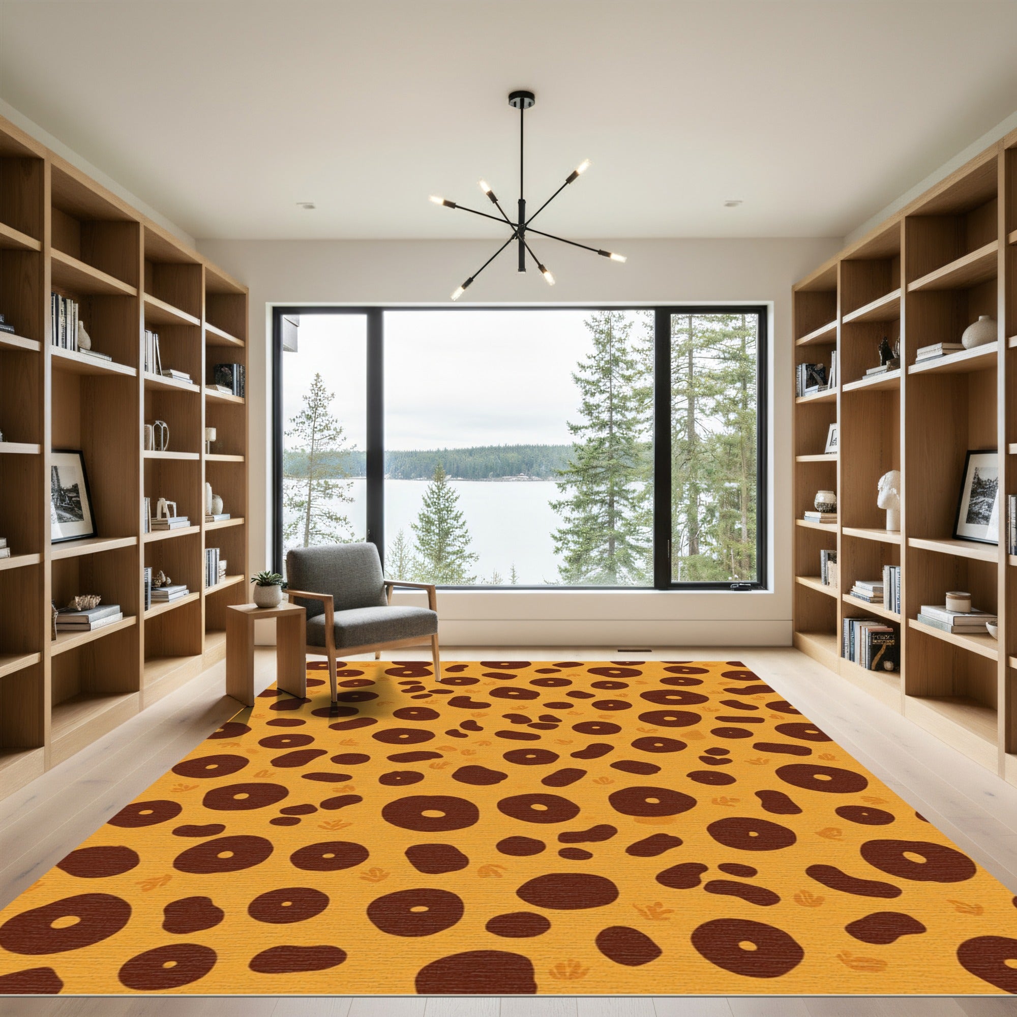 Golden Cheetah Spot Abstract Rug