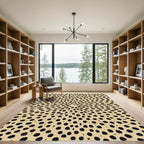 Tan Black Abstract Dot Burst Rug