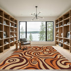 Warm Brown Swirl Abstract Waves Rug