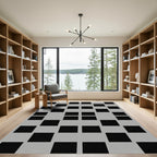 Black and Gray Checkerboard Square Rug