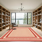 Crimson Geometric Diamond Lattice Rug