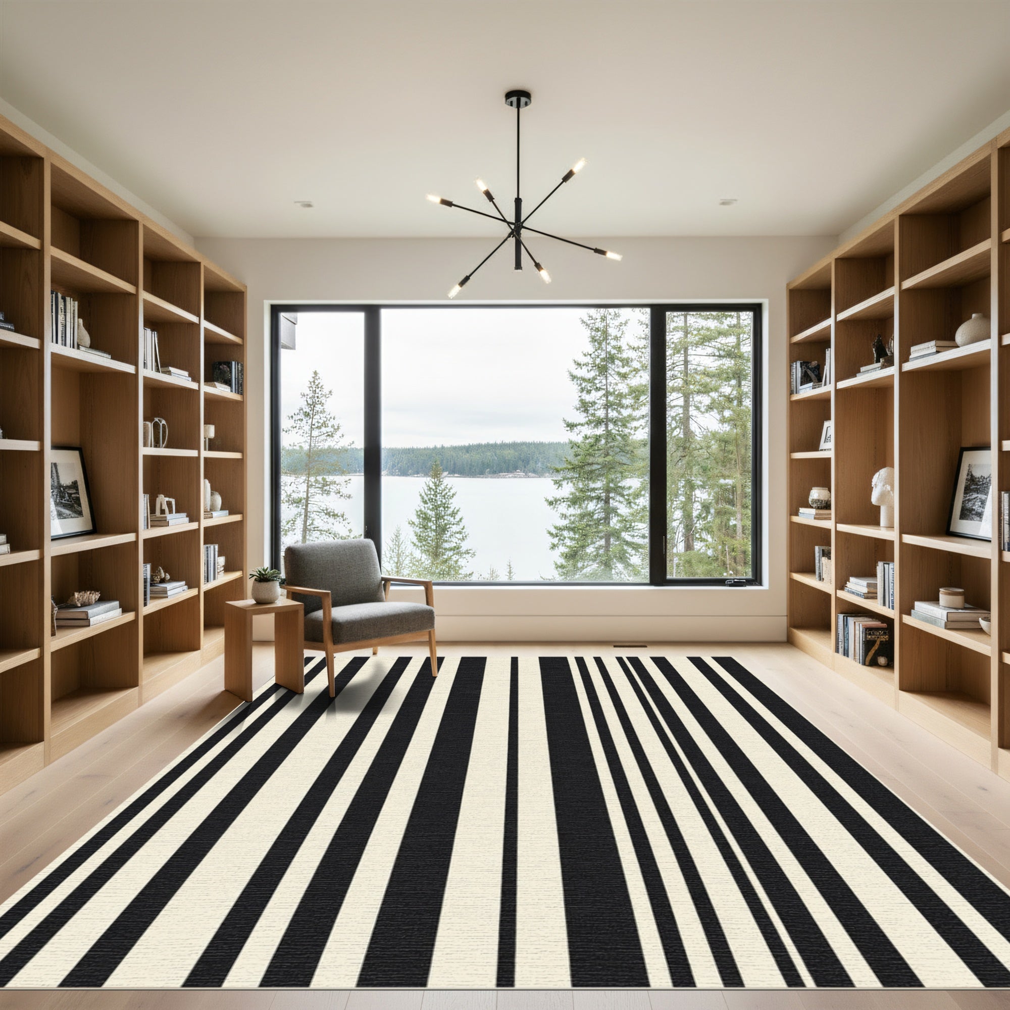Monochrome Vertical Stripe Composition Rug