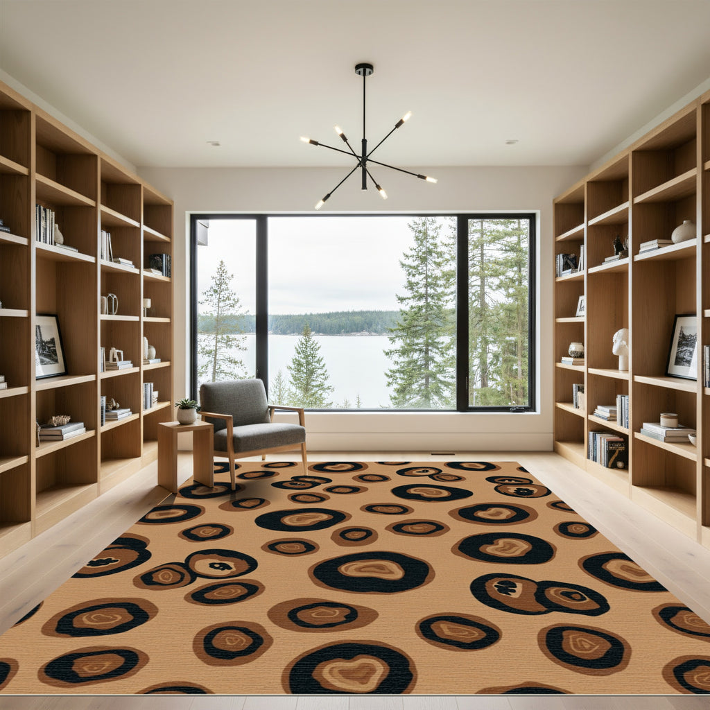 Brown Black Agate Round Overlay Rug