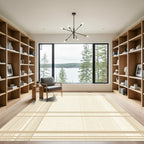Neutral Beige Linear Plaid Rug