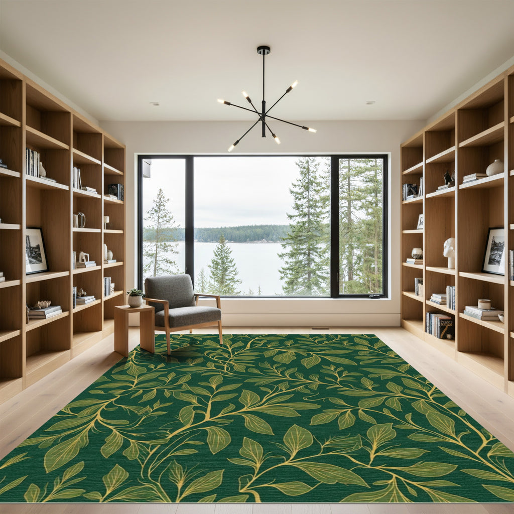 Emerald Green Branch Foliage Rug