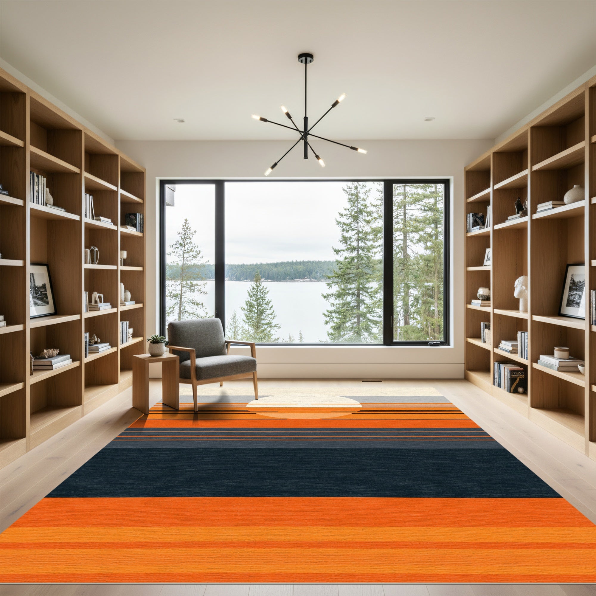 Retro Sunset Horizon Stripe Rug
