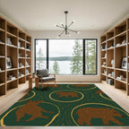 Woodland Bear Medallion Hunter Green Rug