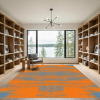 Orange Blue Abstract Horizontal Lines Rug
