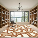 Brown Cream Irregular Organic Shapes Rug