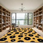 Bold Ochre Black Spotty Circles Rug