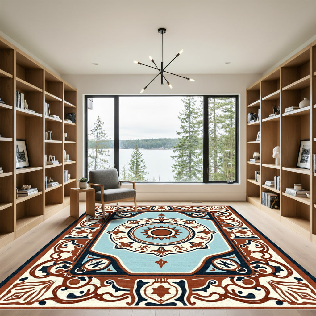 Vintage Earthy Tone Sun Medallion Rug