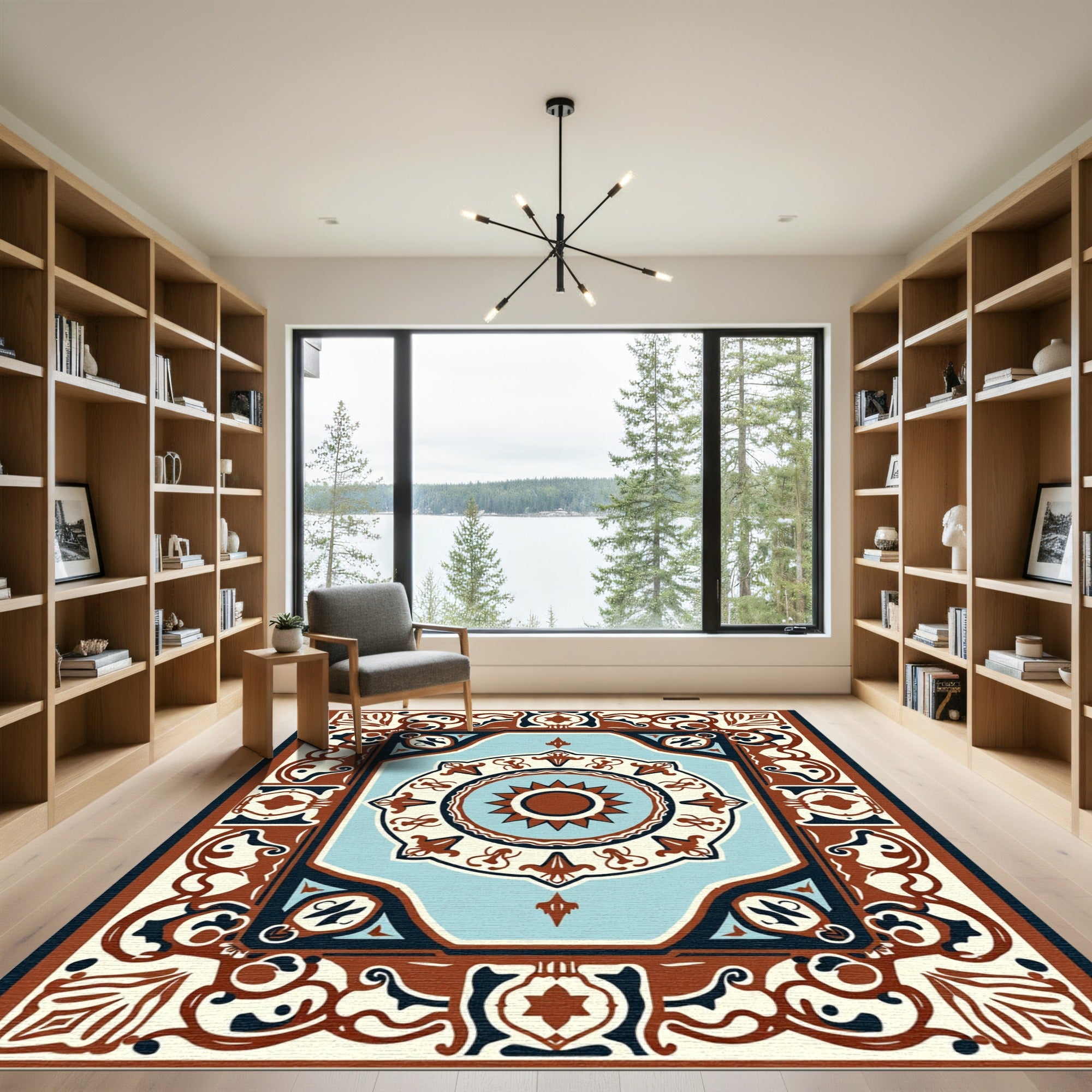 Vintage Earthy Tone Sun Medallion Rug