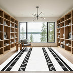 Black White Gray Segmented Stripe Rug