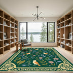 Vintage Amber Bird Floral Garden Rug